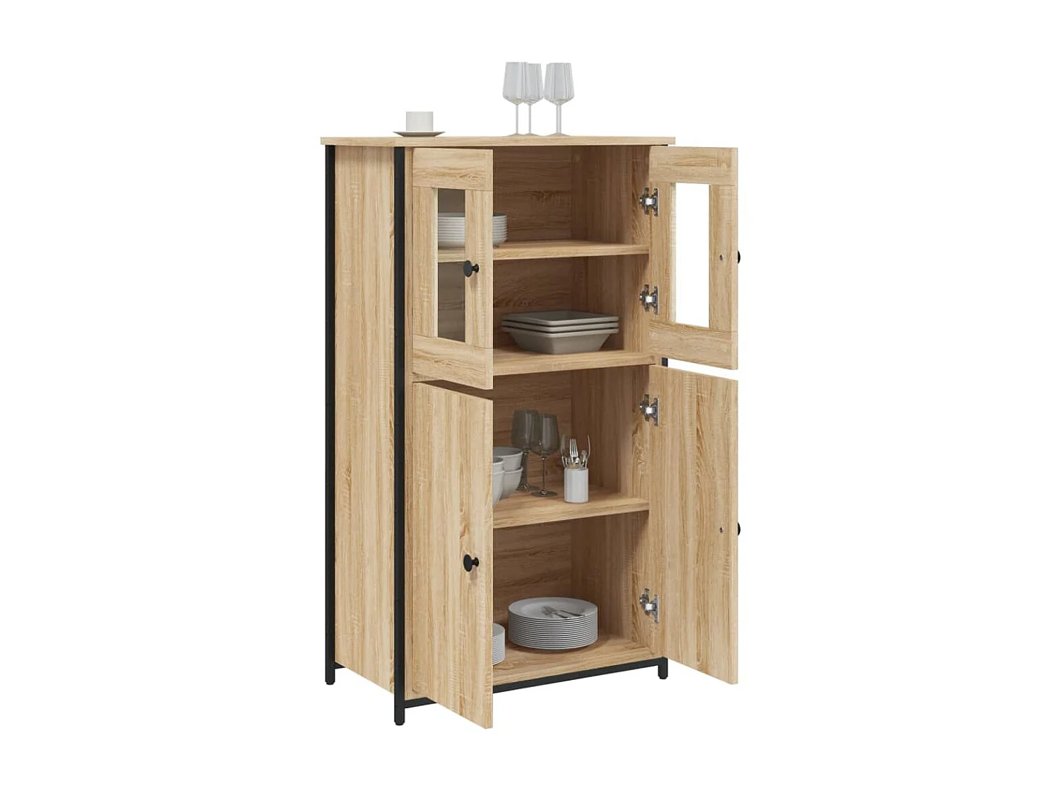 Buffet haut chêne sonoma 62x32x106,5 cm bois d'ingénierie QWE40287