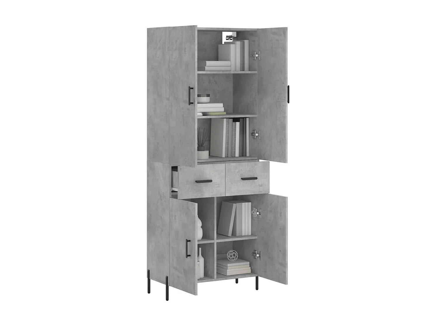 Buffet haut Gris béton 69,5x34x180 cm Bois d'ingénierie QWE62071