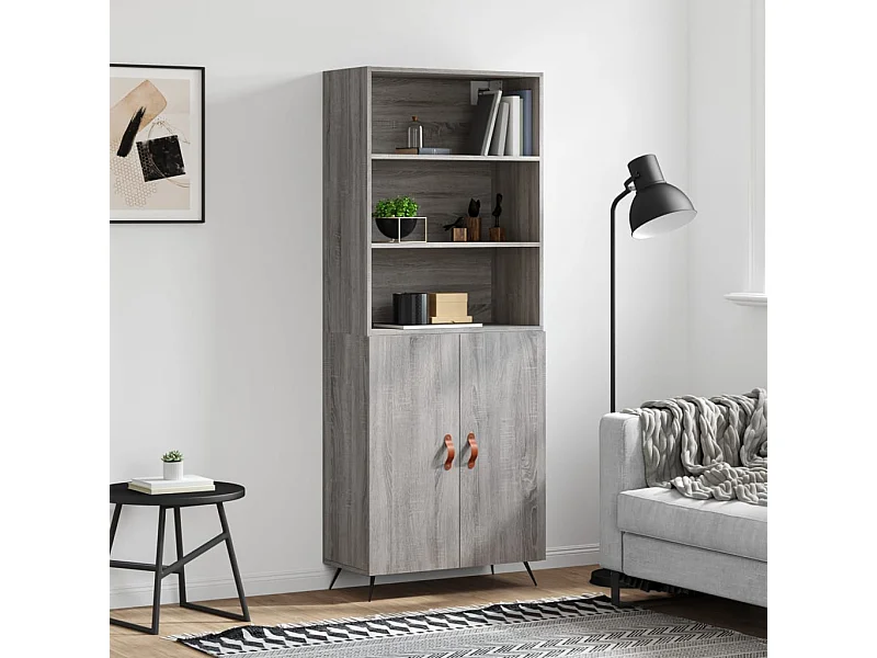 Highboard,Kommode Grau Sonoma 69,5x34x180 cm Holzwerkstoff -gkd205073