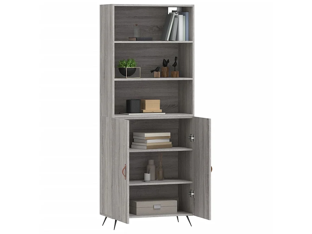 Highboard,Kommode Grau Sonoma 69,5x34x180 cm Holzwerkstoff -gkd205073