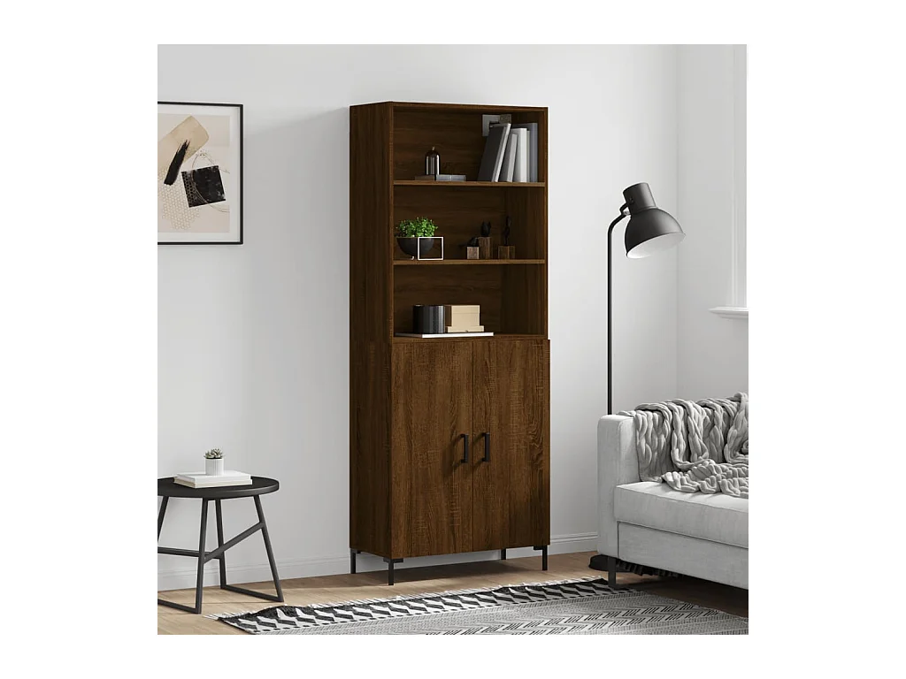 Buffet haut Chêne marron 69,5x34x180 cm Bois d'ingénierie QWE54167