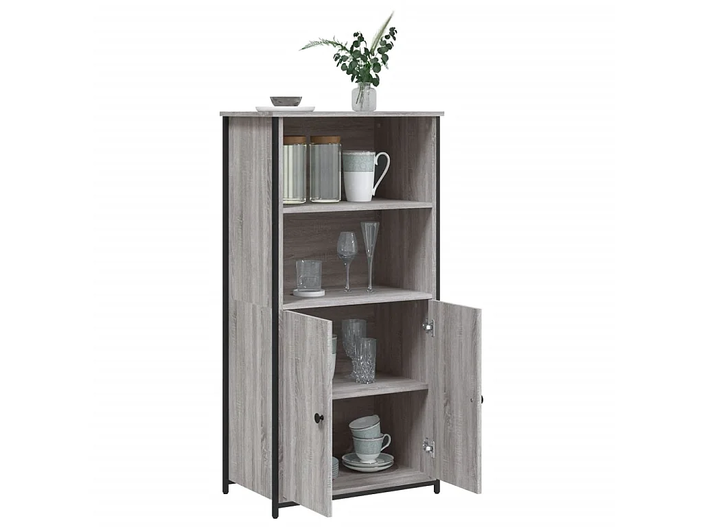Buffet haut sonoma gris 62x36x121,5 cm bois d'ingénierie QWE34283