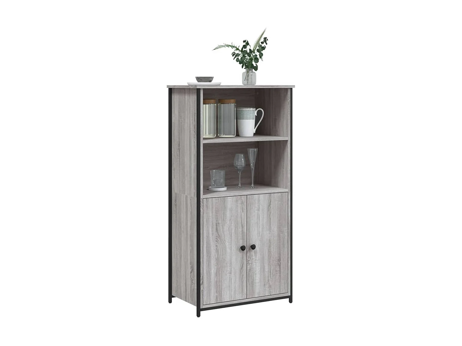 Buffet haut sonoma gris 62x36x121,5 cm bois d'ingénierie QWE34283