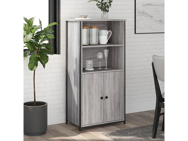 Aparador alto madera contrachapada Sonoma gris 62x36x121,5 cm ES48101
