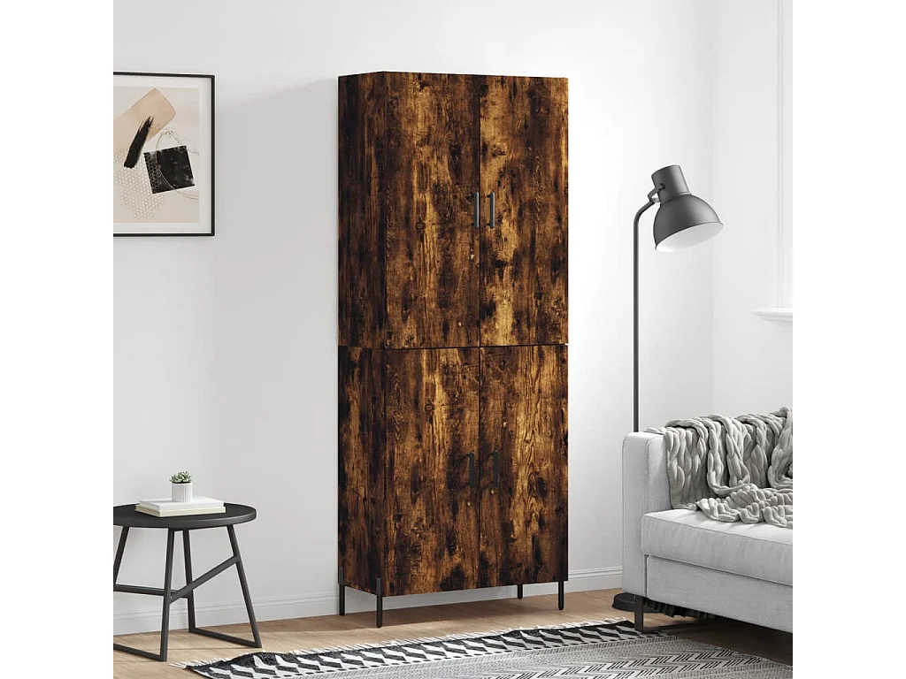 Highboard,Kommode Räuchereiche 69,5x34x180 cm Holzwerkstoff -gkd560407