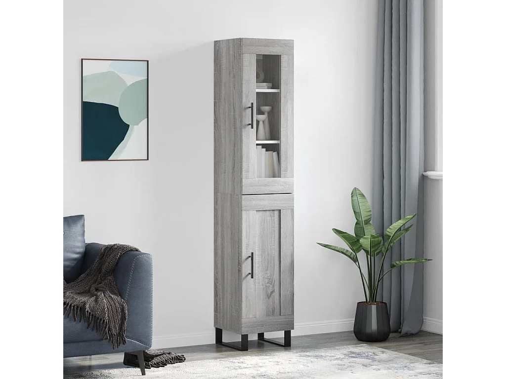 Highboard,Kommode Grau Sonoma 34,5x34x180 cm Holzwerkstoff -gkd649522