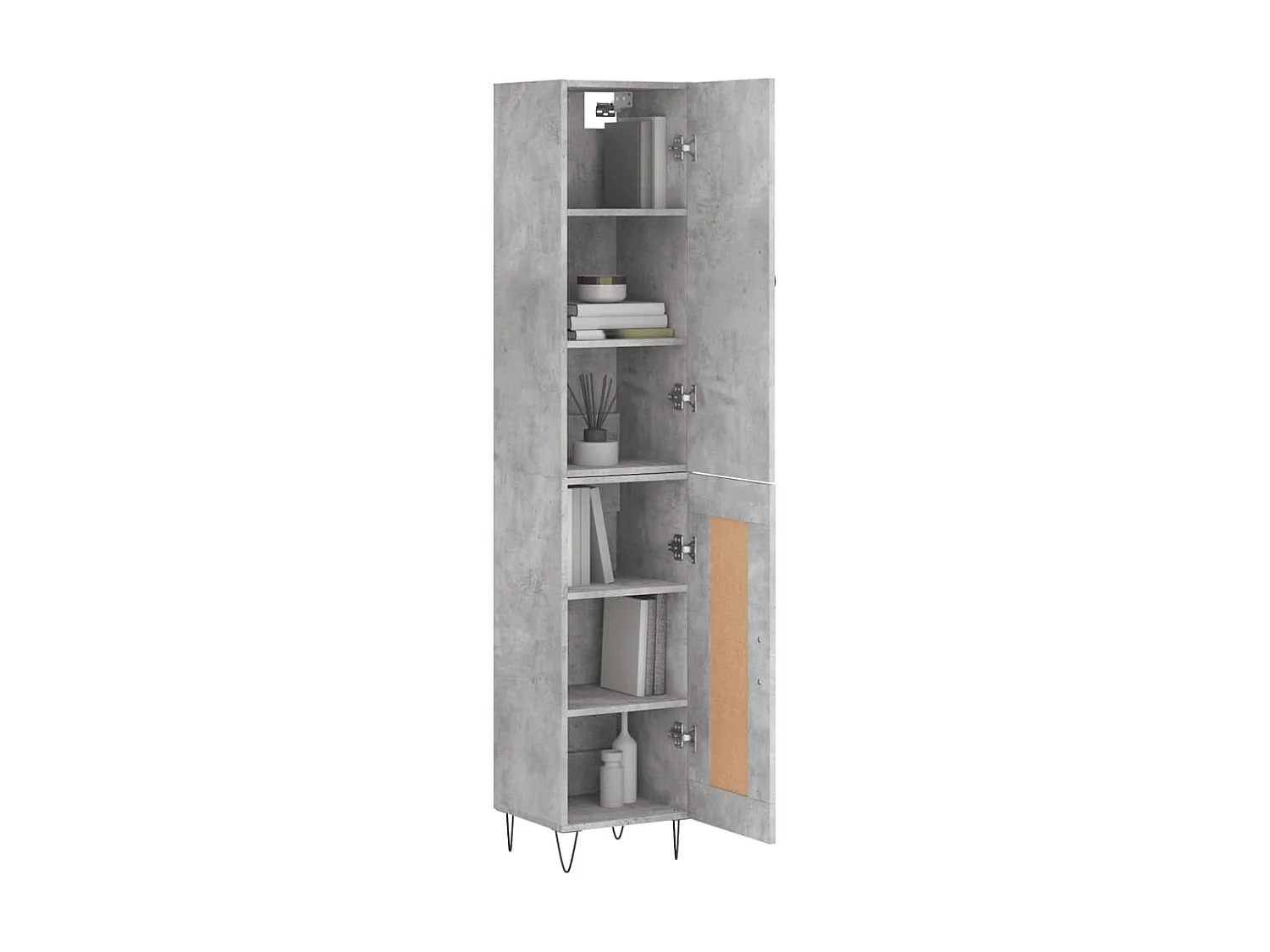 Buffet haut Gris béton 34,5x34x180 cm Bois d'ingénierie QWE77853