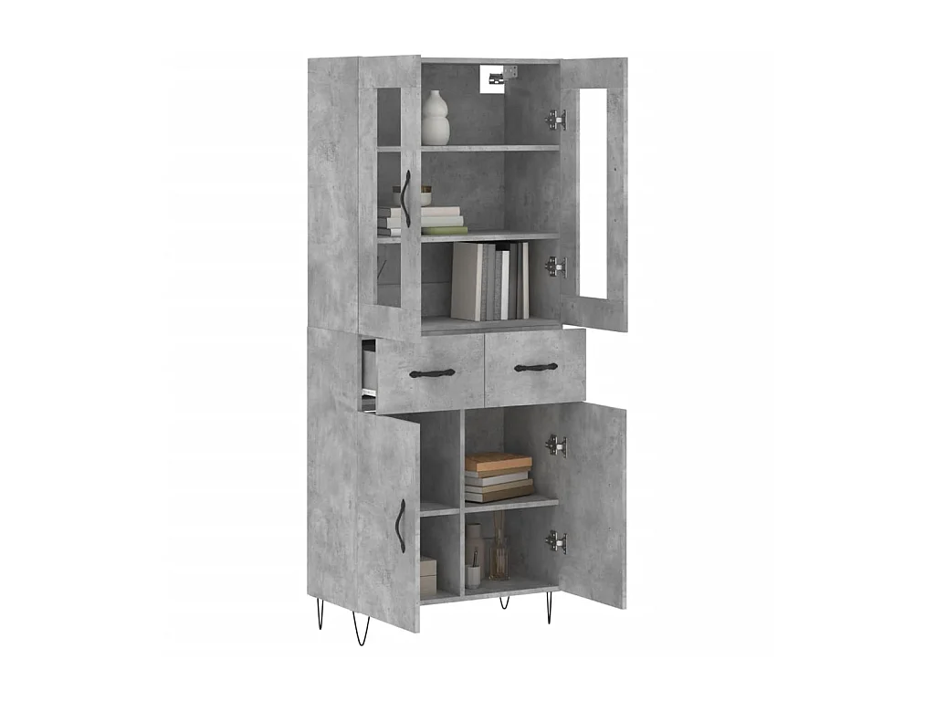 Aparador alto madera contrachapada gris hormigón 69,5x34x180 cm ES45595