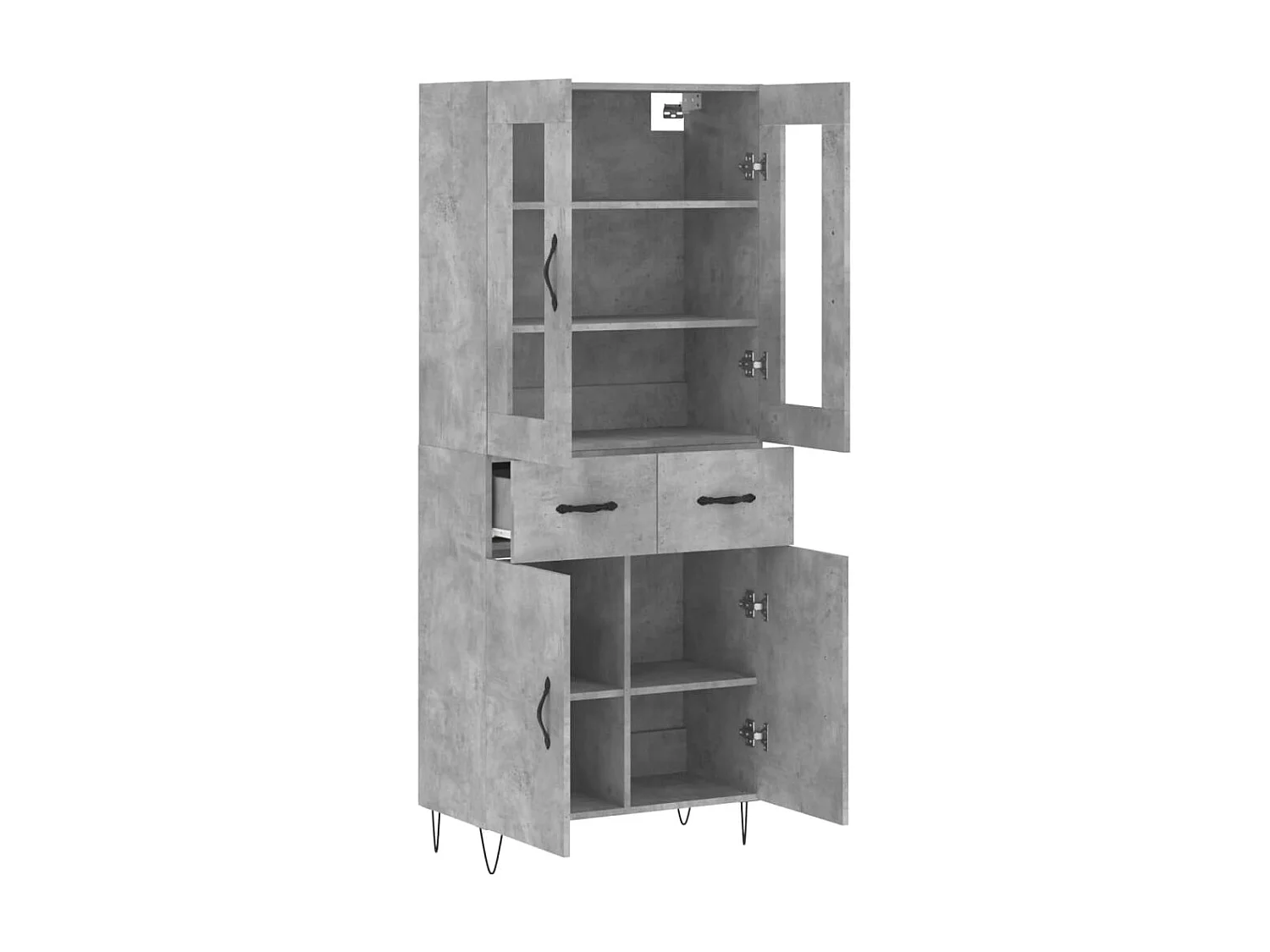 Aparador alto madera contrachapada gris hormigón 69,5x34x180 cm ES45595