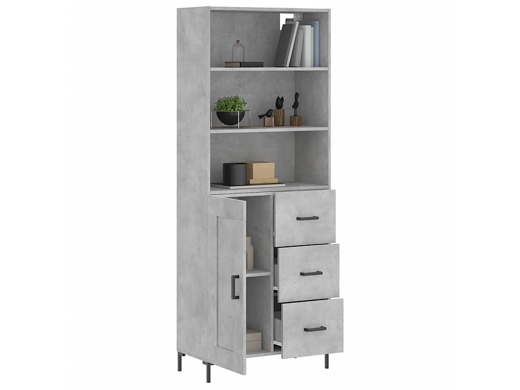 Buffet haut Gris béton 69,5x34x180 cm Bois d'ingénierie QWE89069
