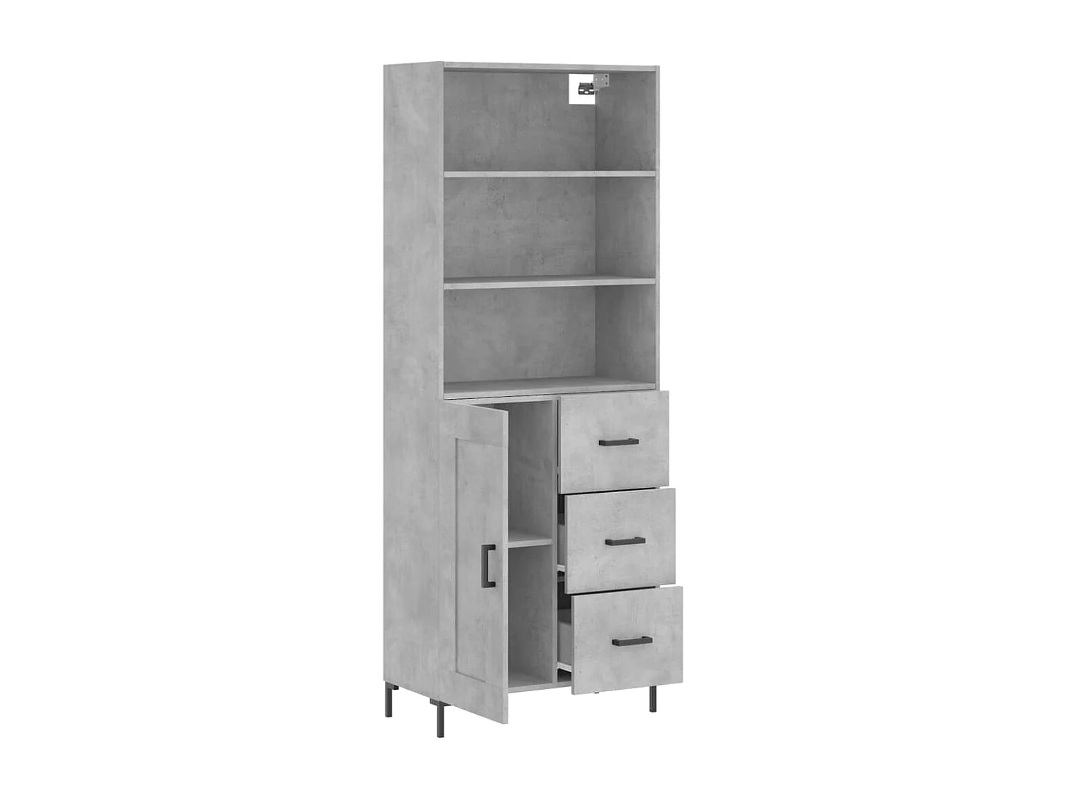 Buffet haut Gris béton 69,5x34x180 cm Bois d'ingénierie QWE89069