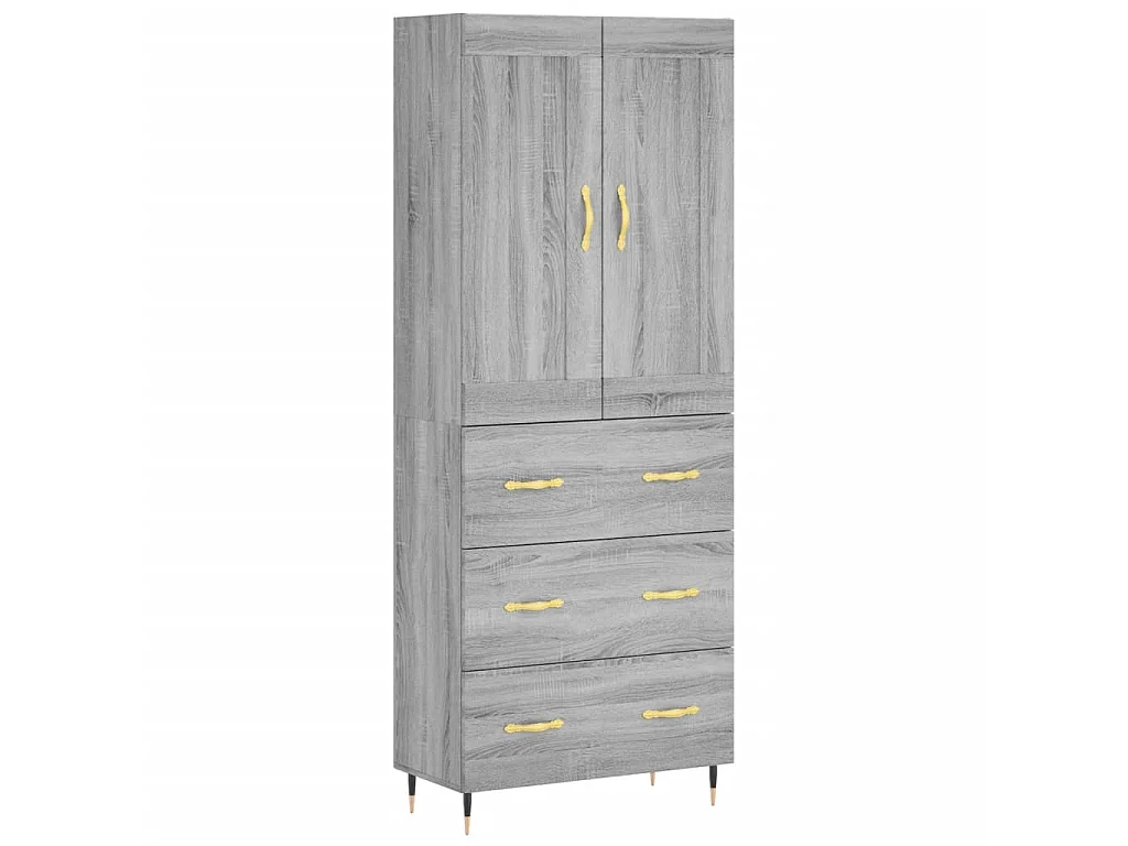 Highboard,Kommode Grau Sonoma 69,5x34x180 cm Holzwerkstoff -gkd847649