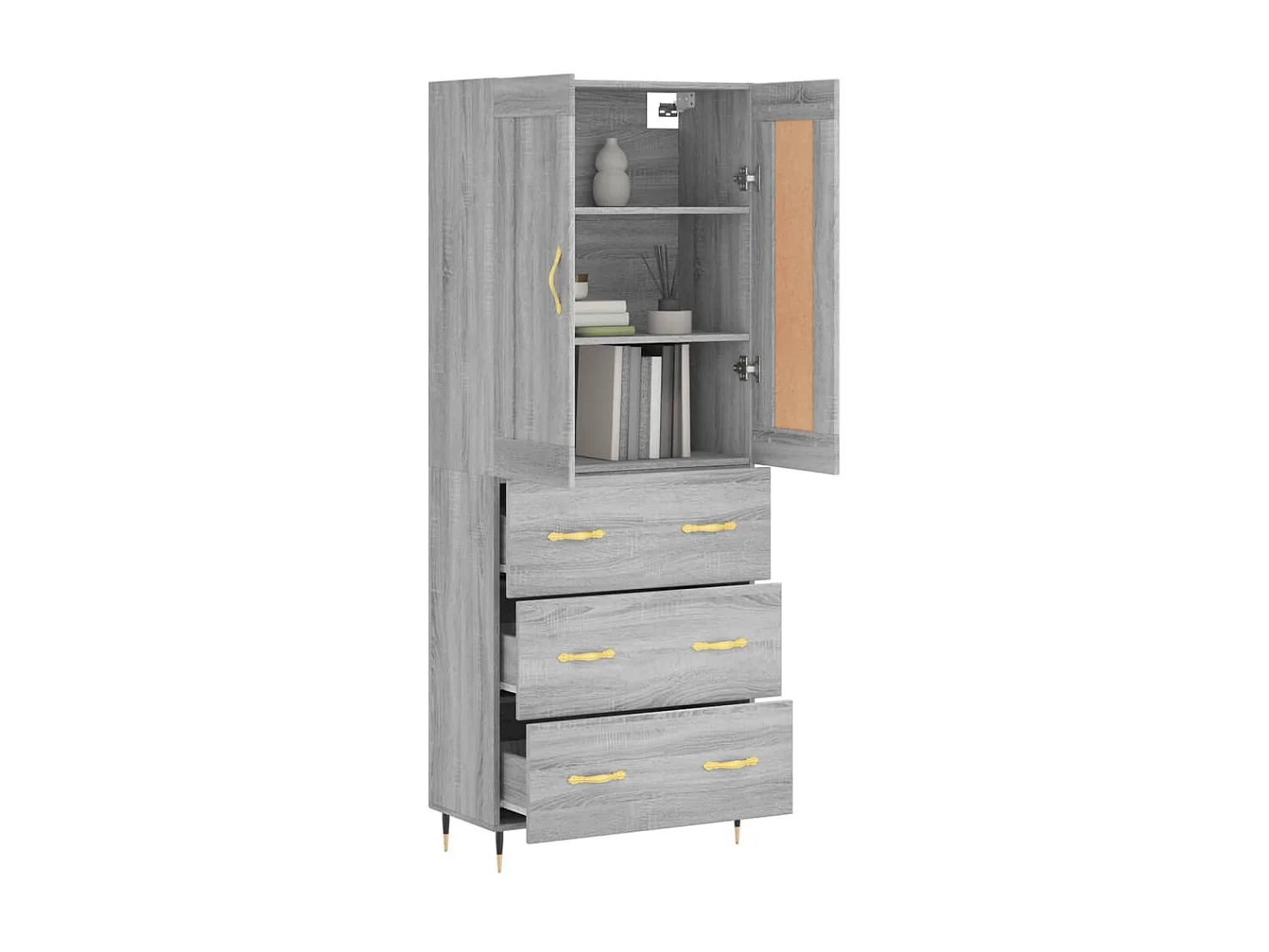 Highboard,Kommode Grau Sonoma 69,5x34x180 cm Holzwerkstoff -gkd847649