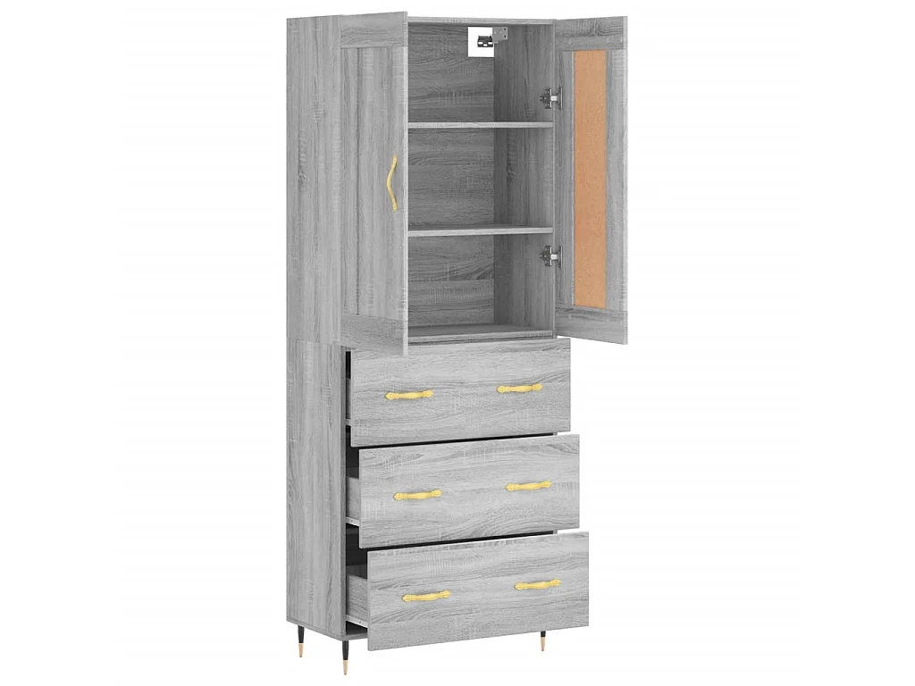 Highboard,Kommode Grau Sonoma 69,5x34x180 cm Holzwerkstoff -gkd847649