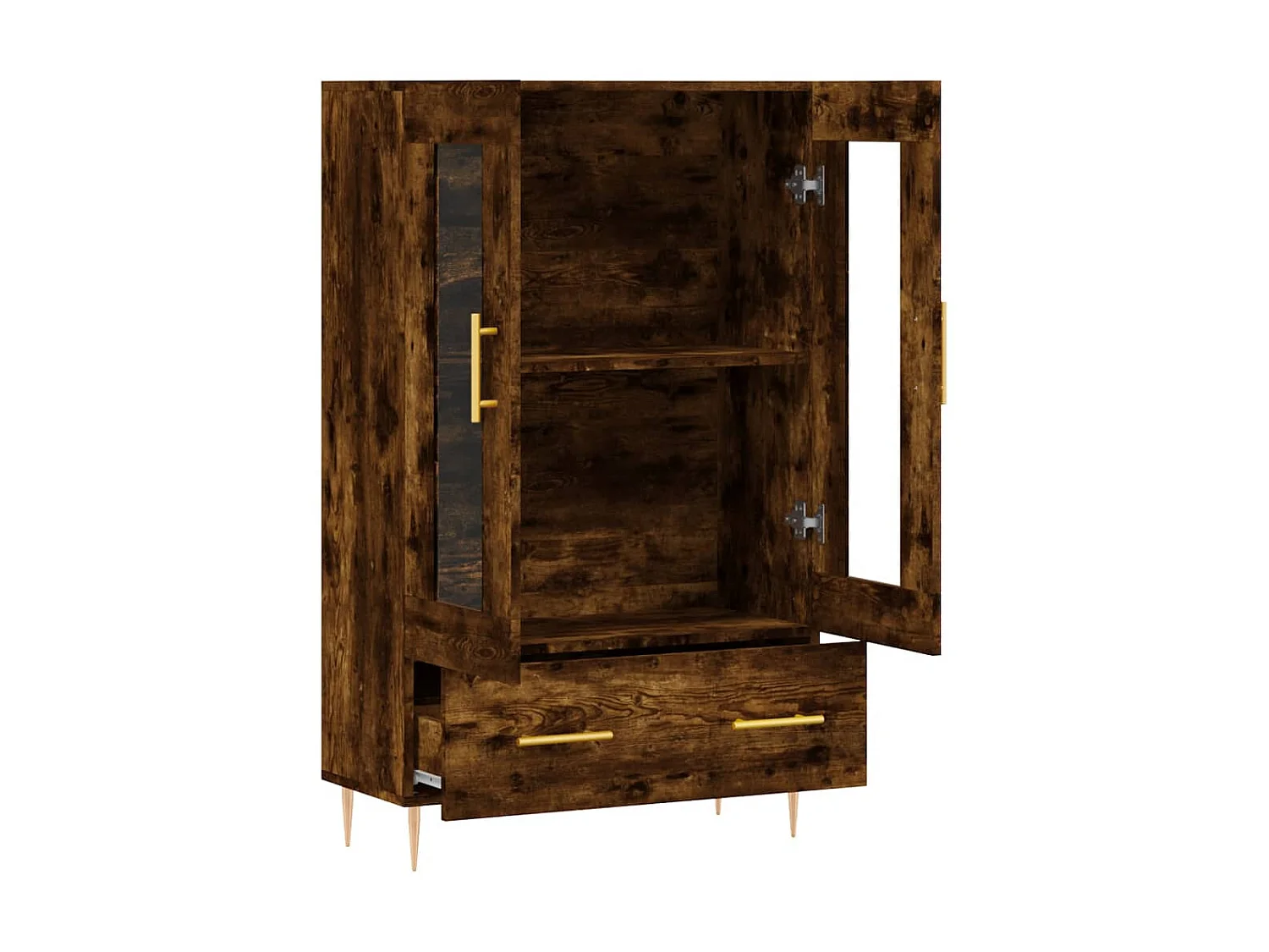 Hoge kast 69,5x31x115 cm bewerkt hout gerookt eikenkleurig NL55801