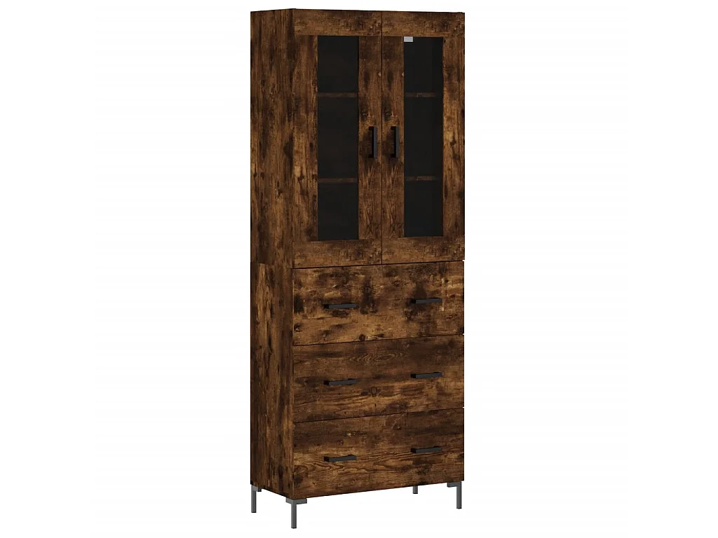 Buffet haut Chêne fumé 69,5x34x180 cm Bois d'ingénierie QWE85050
