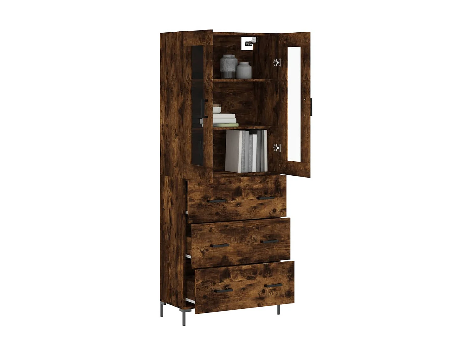 Buffet haut Chêne fumé 69,5x34x180 cm Bois d'ingénierie QWE85050