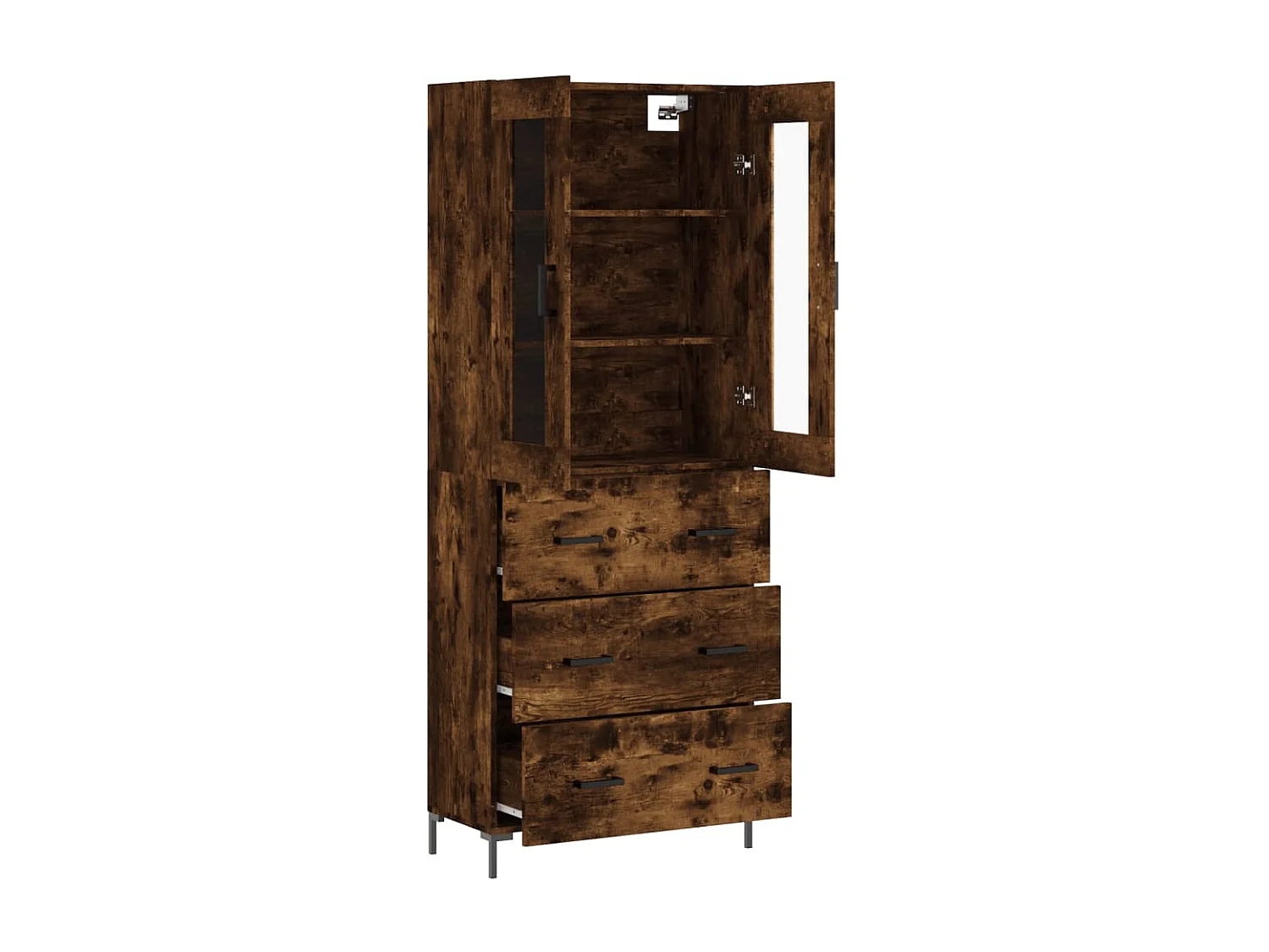 Buffet haut Chêne fumé 69,5x34x180 cm Bois d'ingénierie QWE85050