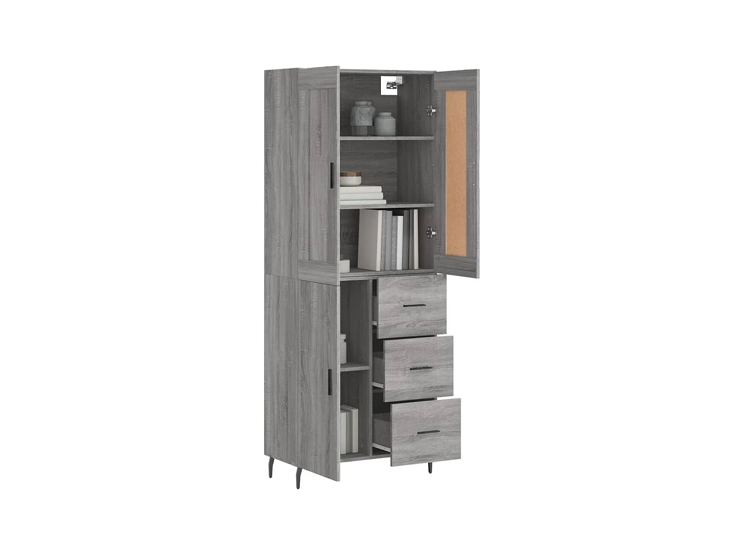 Buffet haut Sonoma gris 69,5x34x180 cm Bois d'ingénierie QWE49941