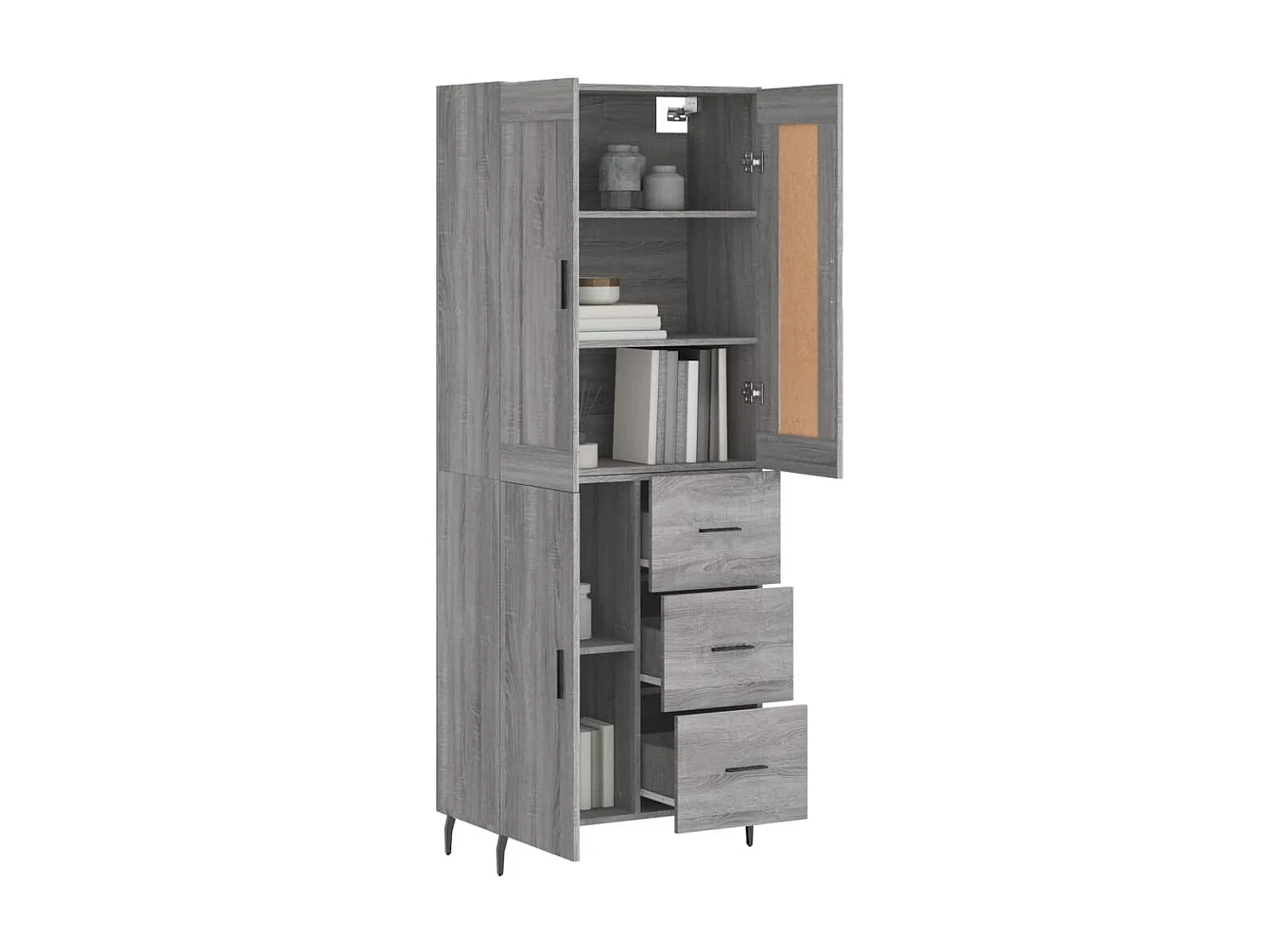 Buffet haut Sonoma gris 69,5x34x180 cm Bois d'ingénierie QWE49941