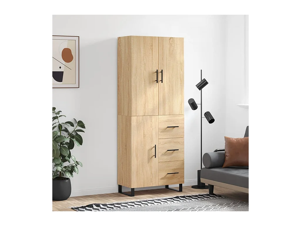 Buffet haut Chêne sonoma 69,5x34x180 cm Bois d'ingénierie QWE27627