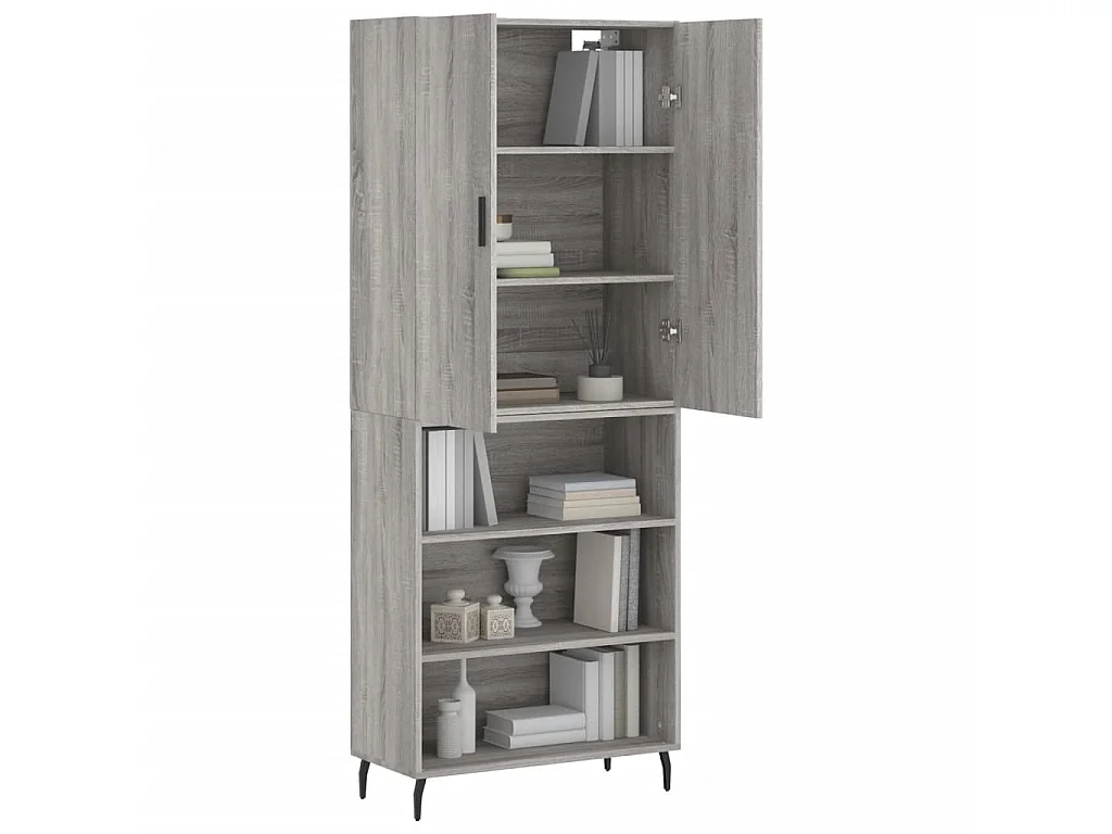 Buffet haut Sonoma gris 69,5x34x180 cm Bois d'ingénierie QWE74097