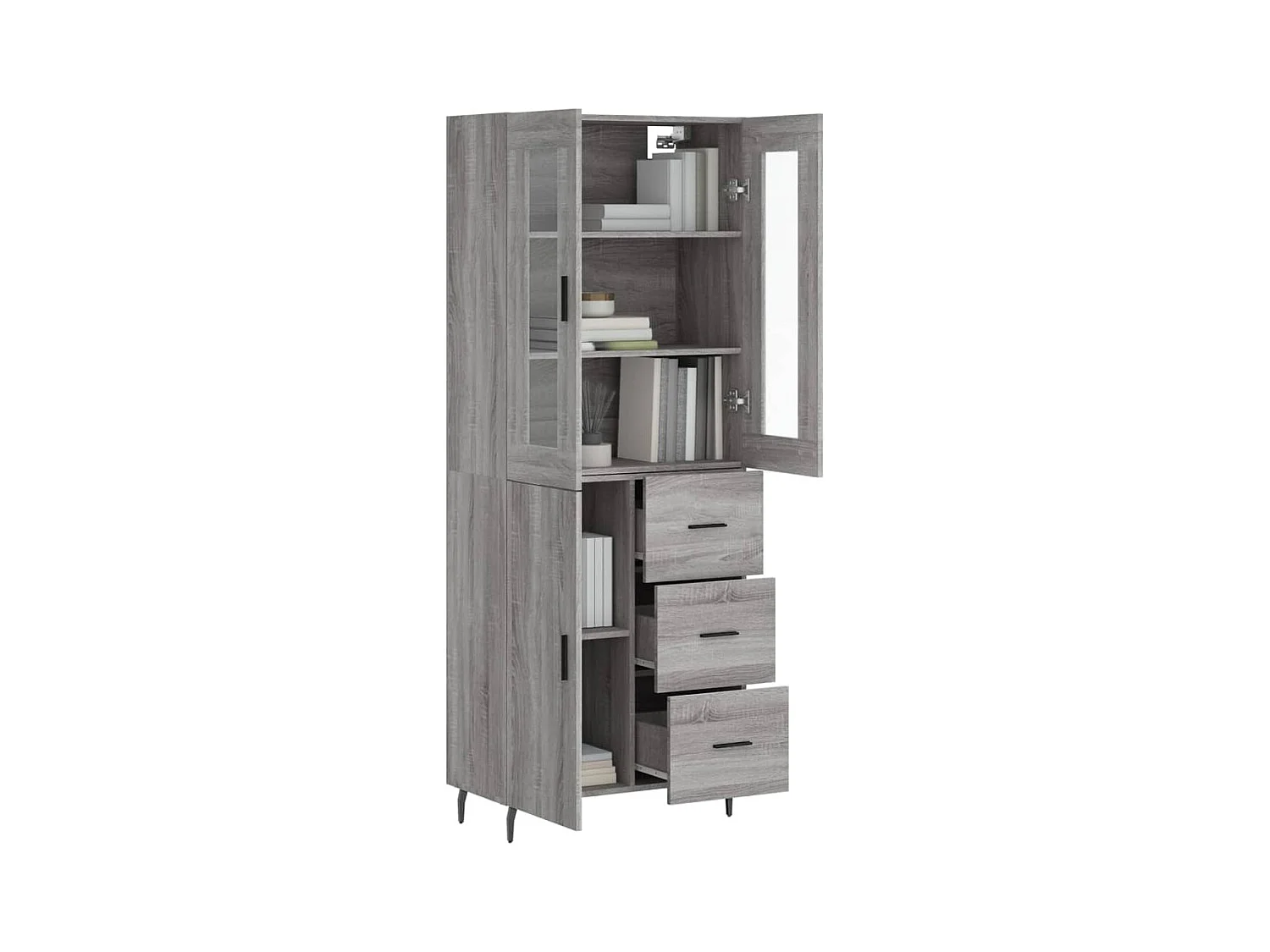 Highboard,Kommode Grau Sonoma 69,5x34x180 cm Holzwerkstoff -gkd564385