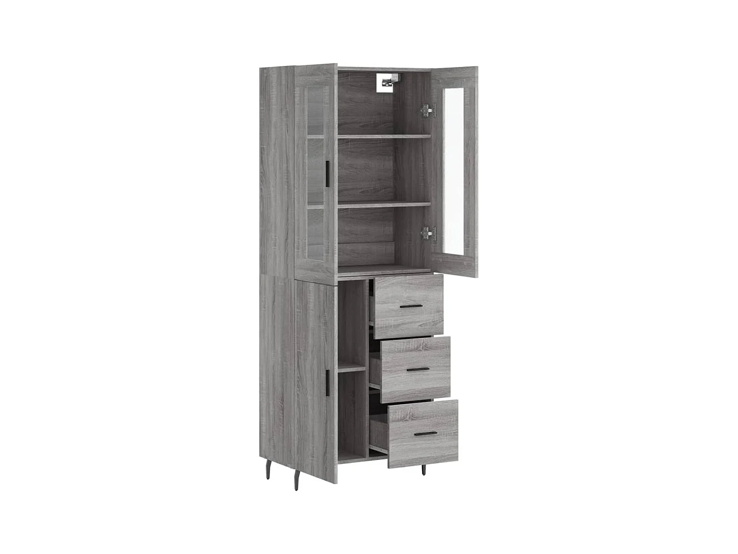 Highboard,Kommode Grau Sonoma 69,5x34x180 cm Holzwerkstoff -gkd564385