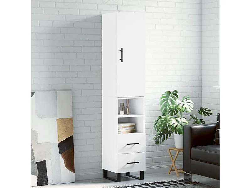 Highboard,Kommode Weiß 34,5x34x180 cm Holzwerkstoff -gkd720215