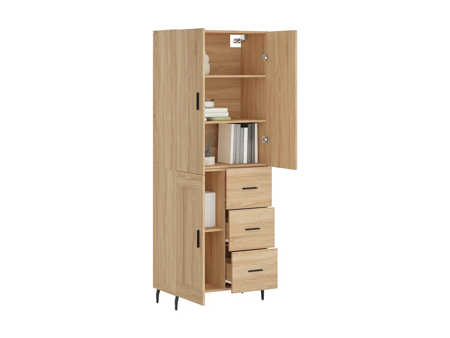 Buffet haut Chêne sonoma 69,5x34x180 cm Bois d'ingénierie QWE48517