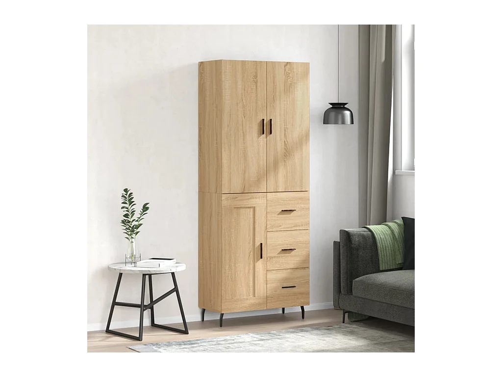 Buffet haut Chêne sonoma 69,5x34x180 cm Bois d'ingénierie QWE48517