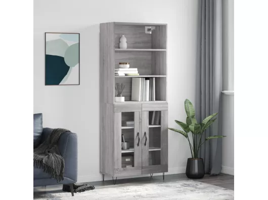 Kauf Unique Highboard,Kommode Grau Sonoma 69,5x34x180 cm Holzwerkstoff -gkd274365