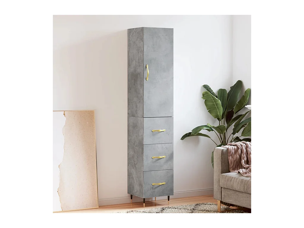 Highboard,Kommode Betongrau 34,5x34x180 cm Holzwerkstoff -gkd145273