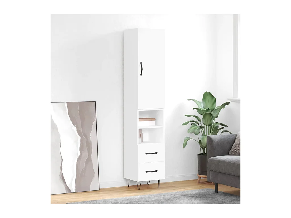 Buffet haut Blanc 34,5x34x180 cm Bois d'ingénierie WOS3031