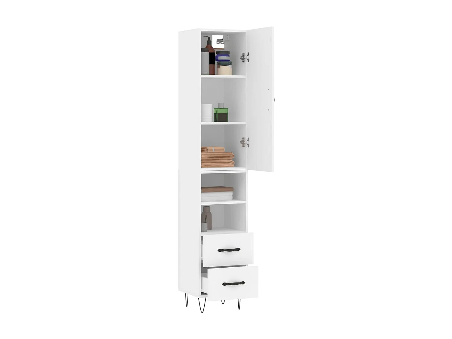 Buffet haut Blanc 34,5x34x180 cm Bois d'ingénierie WOS3031