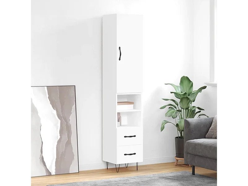 Highboard,Kommode Weiß 34,5x34x180 cm Holzwerkstoff -gkd882950