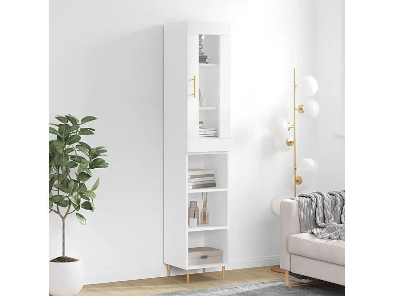 Highboard,Kommode Weiß 34,5x34x180 cm Holzwerkstoff -gkd959359