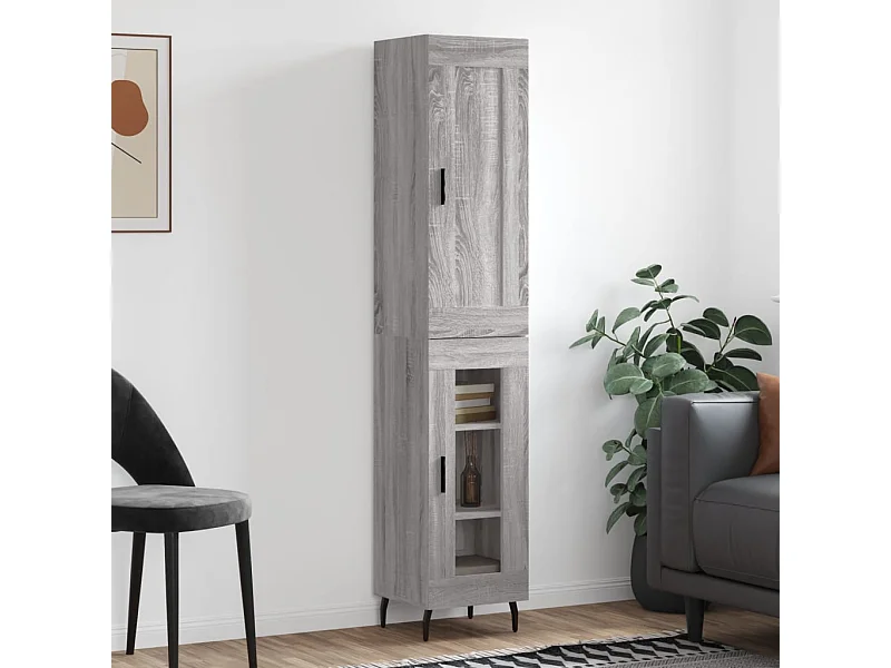 Highboard,Kommode Grau Sonoma 34,5x34x180 cm Holzwerkstoff -gkd777716