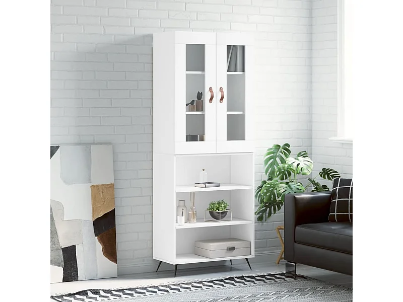 Buffet haut Blanc 69,5x34x180 cm Bois d'ingénierie QWE13916