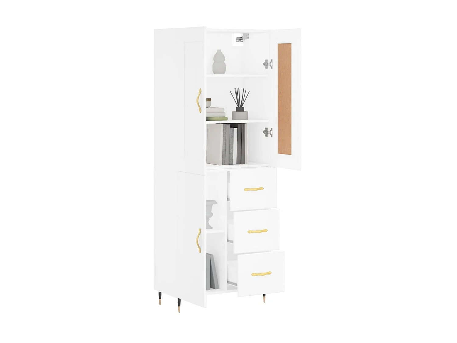 Aparador alto 69,5x34x180 cm derivados de madeira branco PT668587