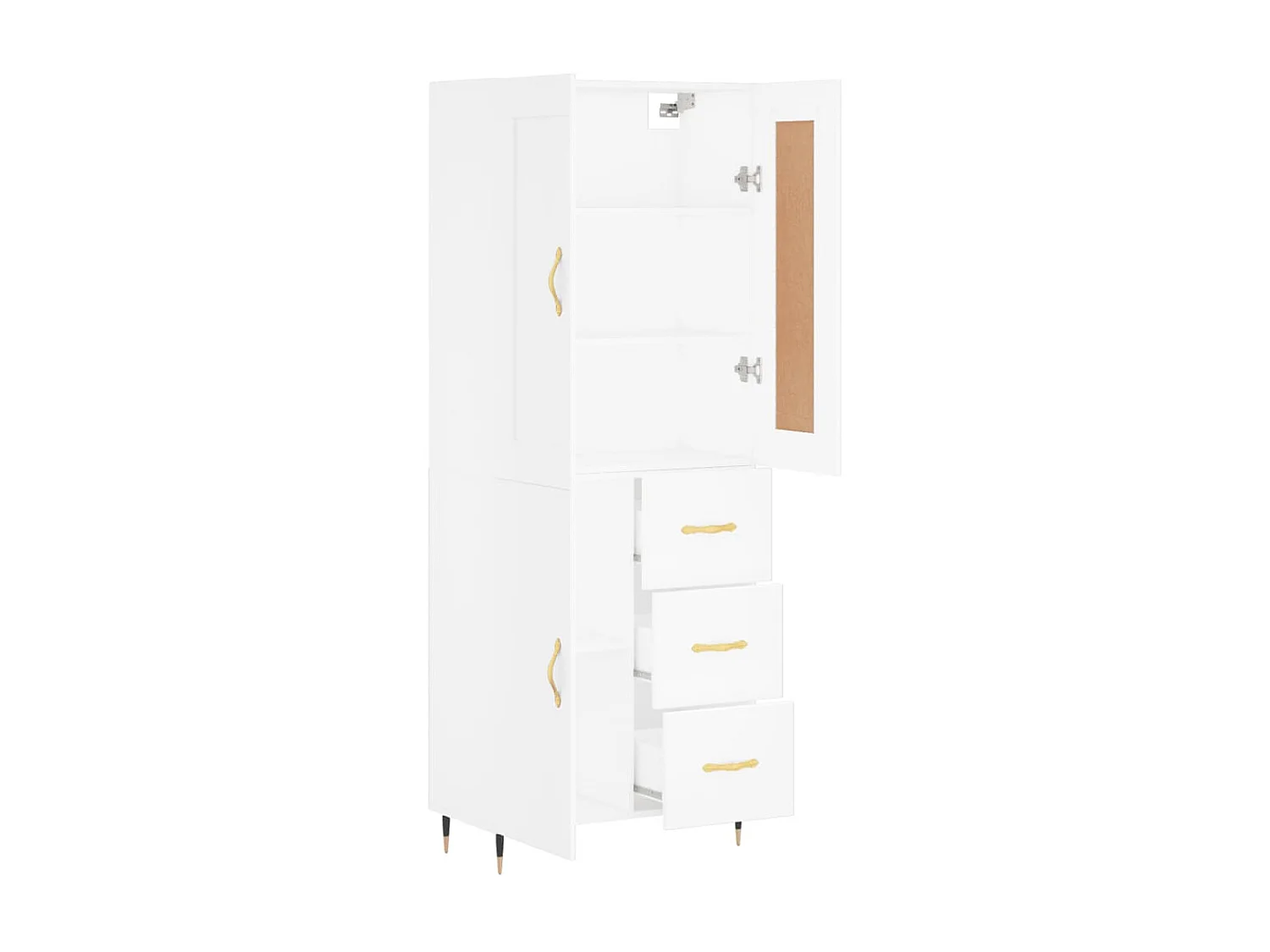 Aparador alto 69,5x34x180 cm derivados de madeira branco PT668587