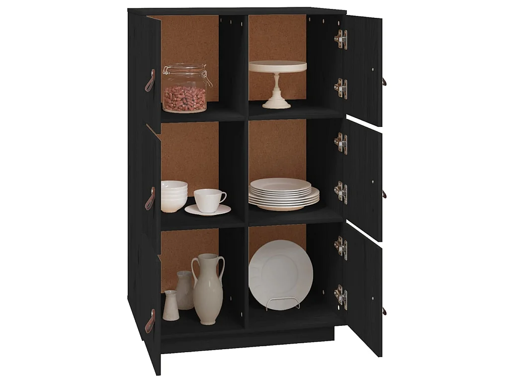 Highboard,Kommode Schwarz 67x40x108,5 cm Massivholz Kiefer -gkd291183