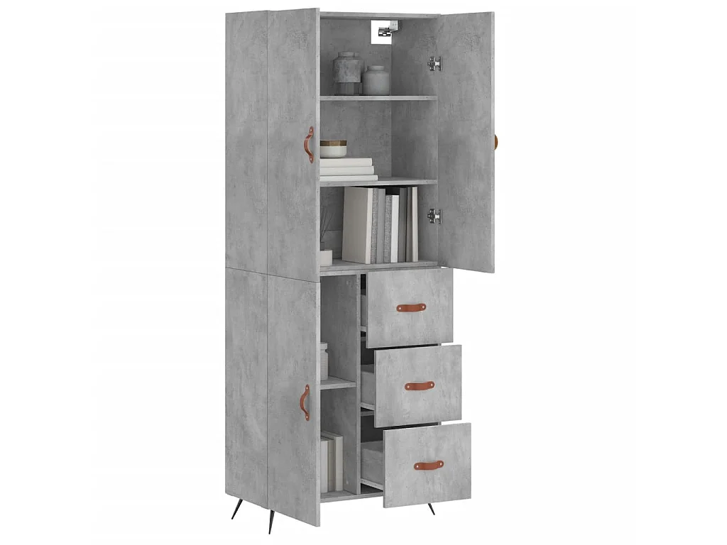 Aparador alto 69,5x34x180 cm derivados de madeira cinza cimento PT741628