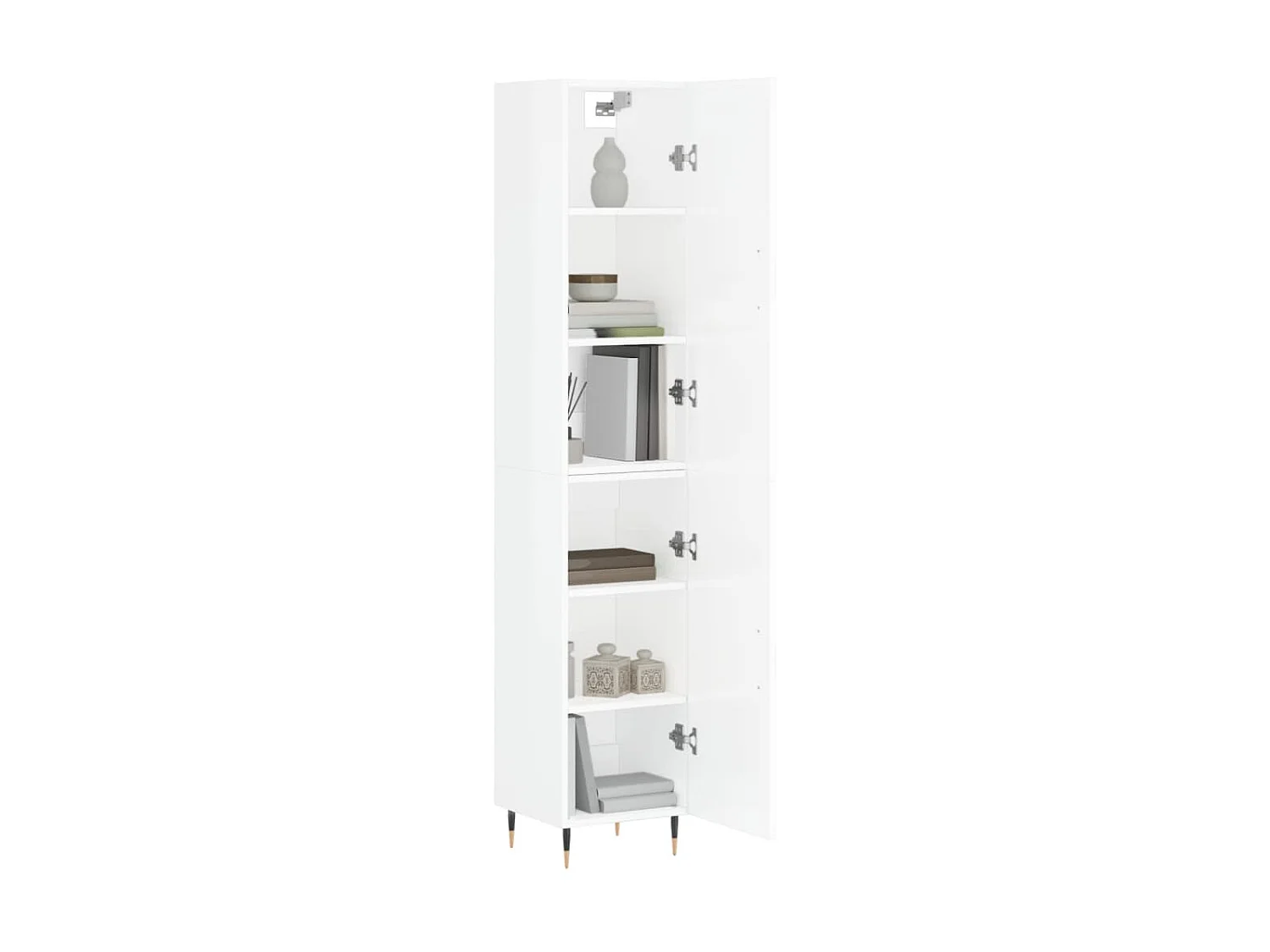Highboard,Kommode Hochglanz-Weiß 34,5x34x180 cm Holzwerkstoff -gkd954258