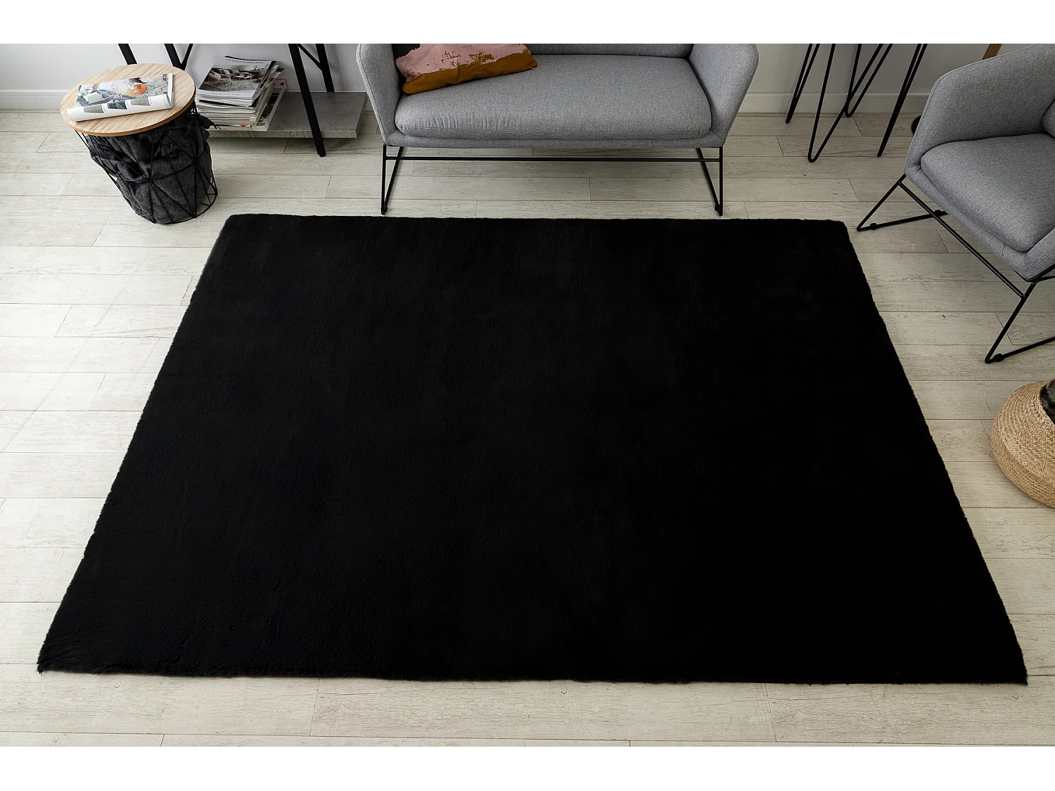 Tappeto BUNNY nero IMITAZIONE PELLICCIA DI CONIGLIO 120x170 cm