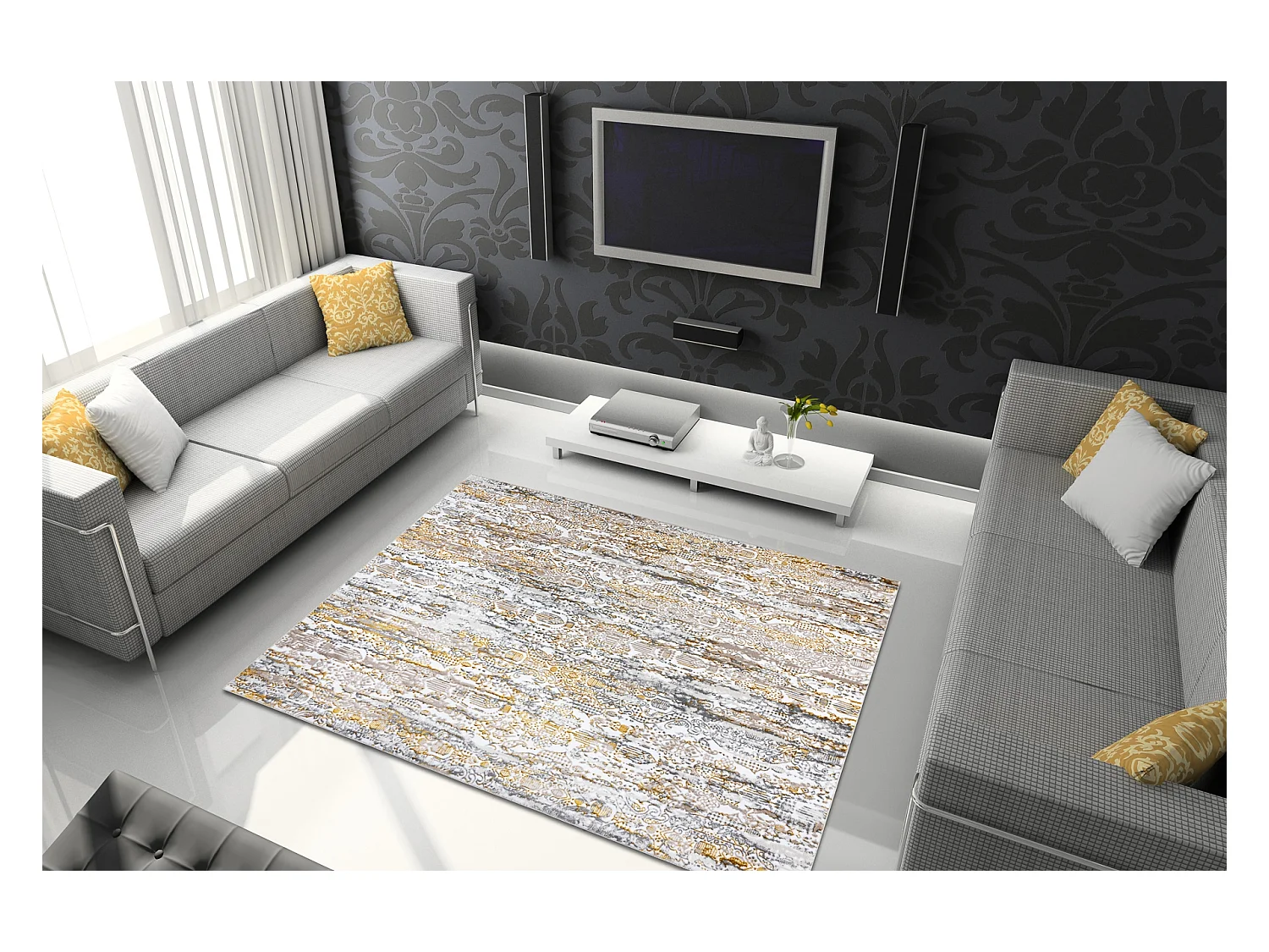 Tapijt GLOSS modern 8487 63 Ornament, stijlvol, glamour goud / beige  200x290 cm