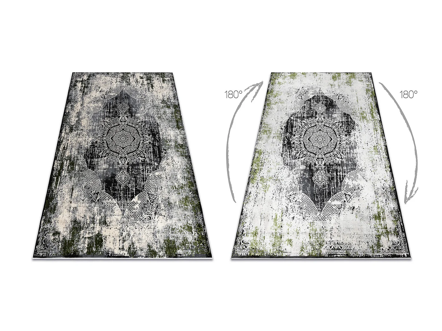 Tapis VINCI 1516 moderne Rosette vintage - Structural ivoire / vert 140x190 cm