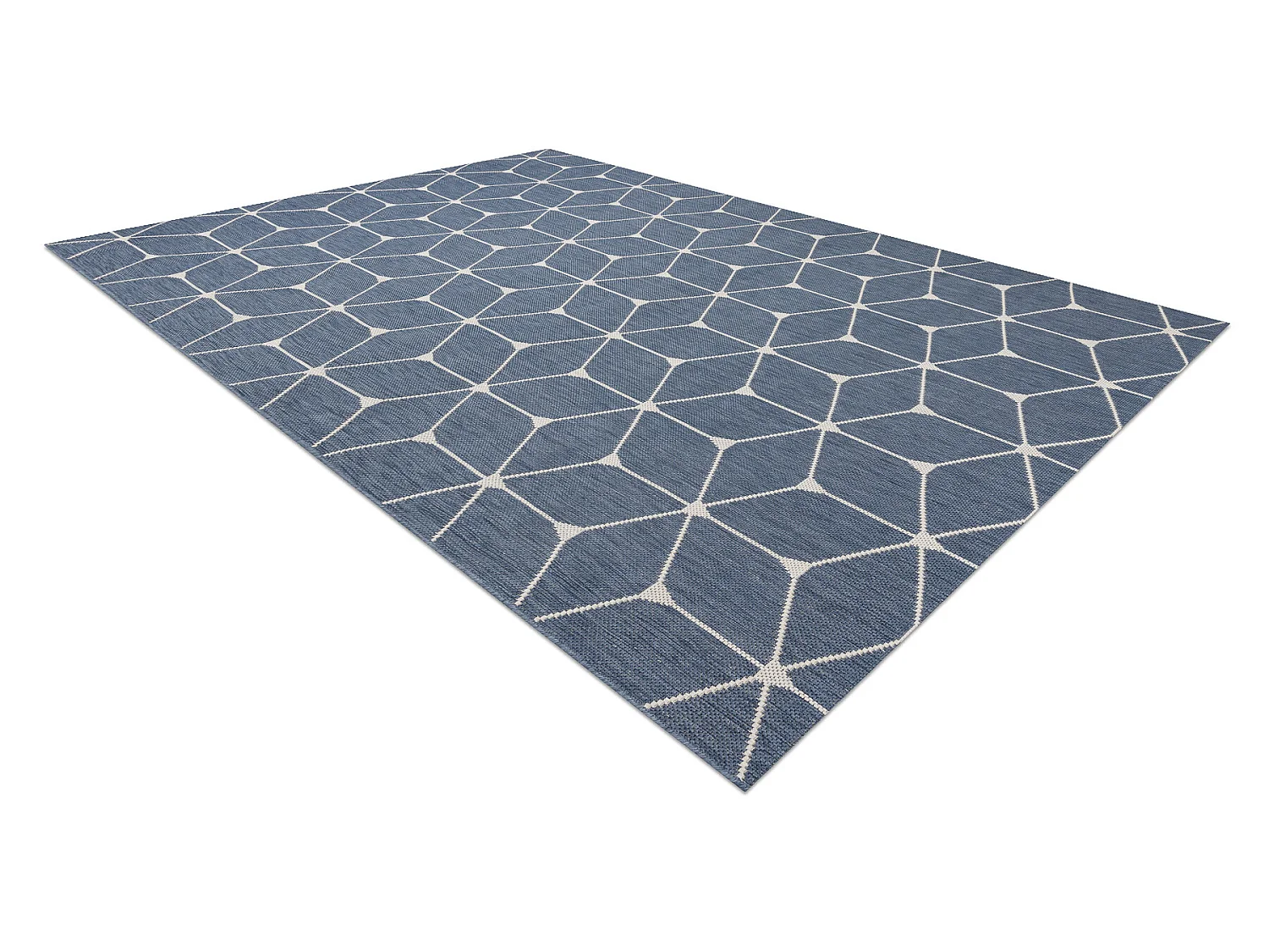 Tapis EN CORDE SIZAL FLAT 48721/591 CUBES 3D bleu 160x230 cm