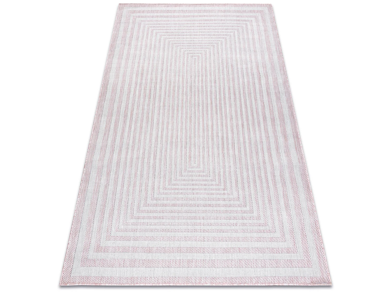 Sisal tapijt SION doolhof 22376 plat te weven roze / ecru 80x150 cm