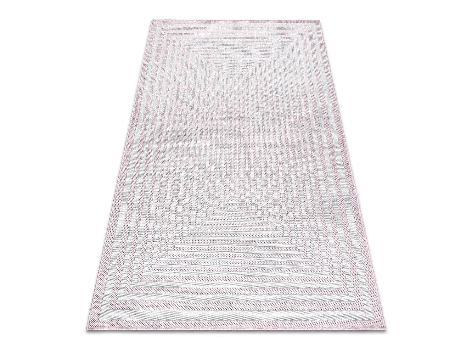 Tapis SIZAL SION labyrinthe 22376 tissé à plat rose / ecru 80x150 cm